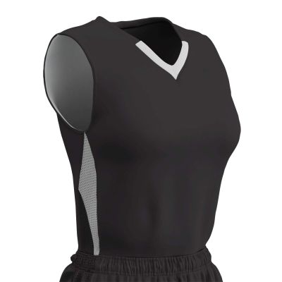 Champro Post Up Polyester Reversible Basketball Jersey, Girls' Medium, Black, White