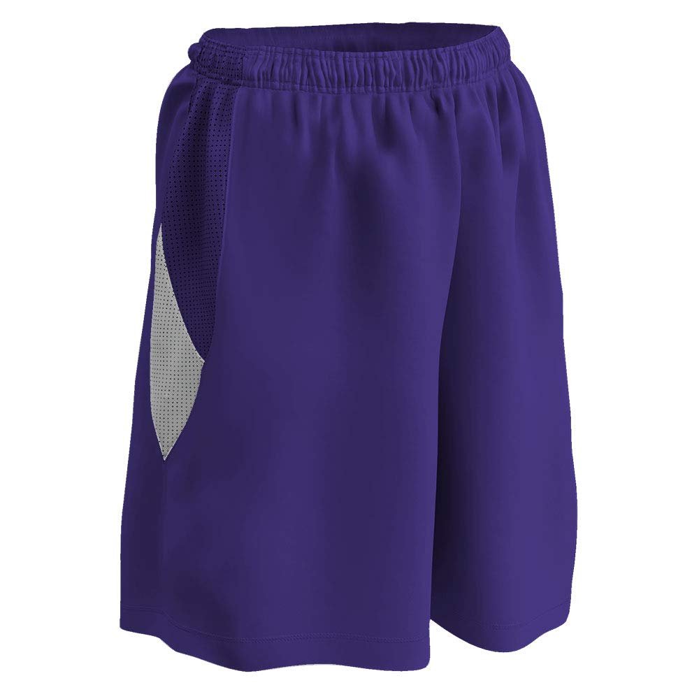 Champro Post Up Reversible Polyester Basketball Short, Girls' Large, Purple, White