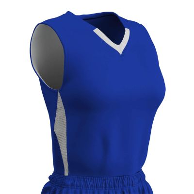 Champro Post Up Polyester Reversible Basketball Jersey, Girls' Medium, Royal, White
