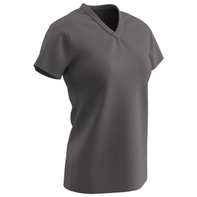 Champro Star Ladies V Neck T Shirt, Girls' Large, Charcoal