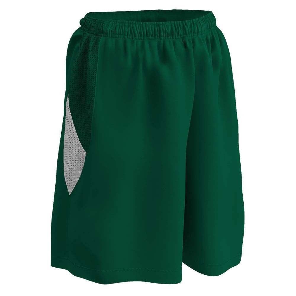 Champro Post Up Reversible Polyester Basketball Short, Girls' Small, Forest Green, White