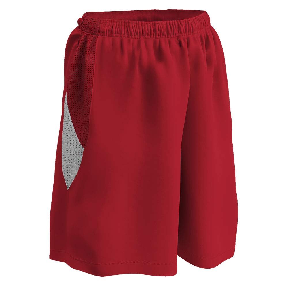 Champro Post Up Reversible Polyester Basketball Short, Girls' Medium, Scarlet, White