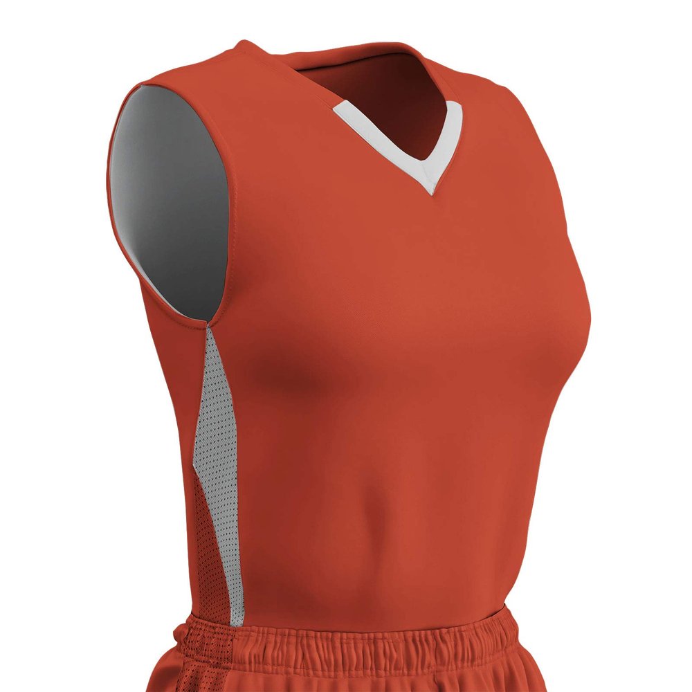 Champro Post Up Polyester Reversible Basketball Jersey, Girls' Medium, Orange, White
