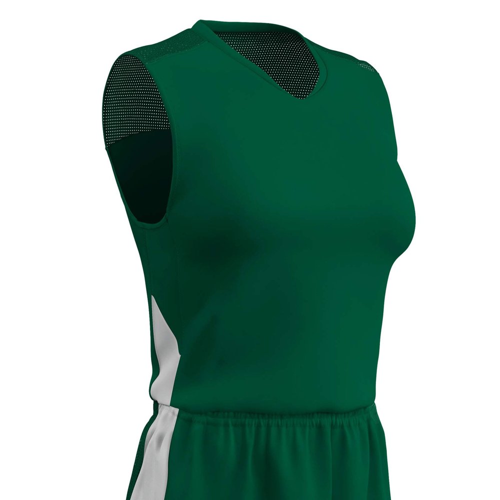 Champro Block Polyester Basketball Jersey, Women's X-Small, Forest Green, White