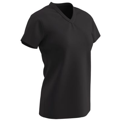 Champro Star Ladies V Neck T Shirt, Girls' Small, Black