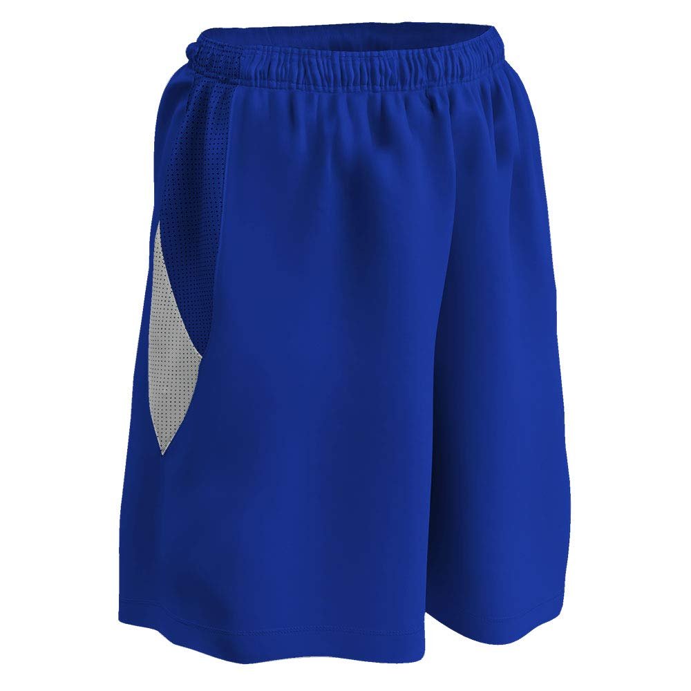 Champro Post Up Reversible Polyester Basketball Short, Girls' Medium, Royal, White
