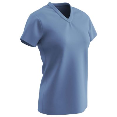 Champro Star Ladies V Neck T Shirt, Girls' Medium, Light Blue