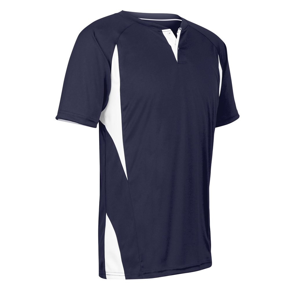 Champro Wild Card 2 Button Polyester Baseball/Softball Jersey, Youth X-Large, Navy,White