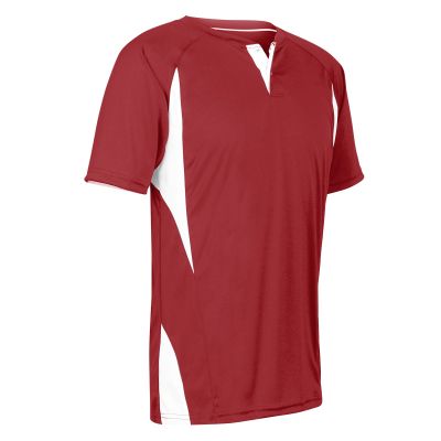 Champro Wild Card 2 Button Polyester Baseball/Softball Jersey, Adult 3X-Large, Cardinal,White