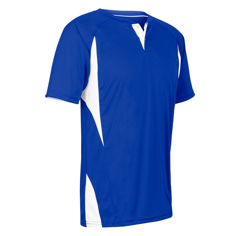 Champro Wild Card 2 Button Polyester Baseball/Softball Jersey, Adult 3X-Large, Royal,White