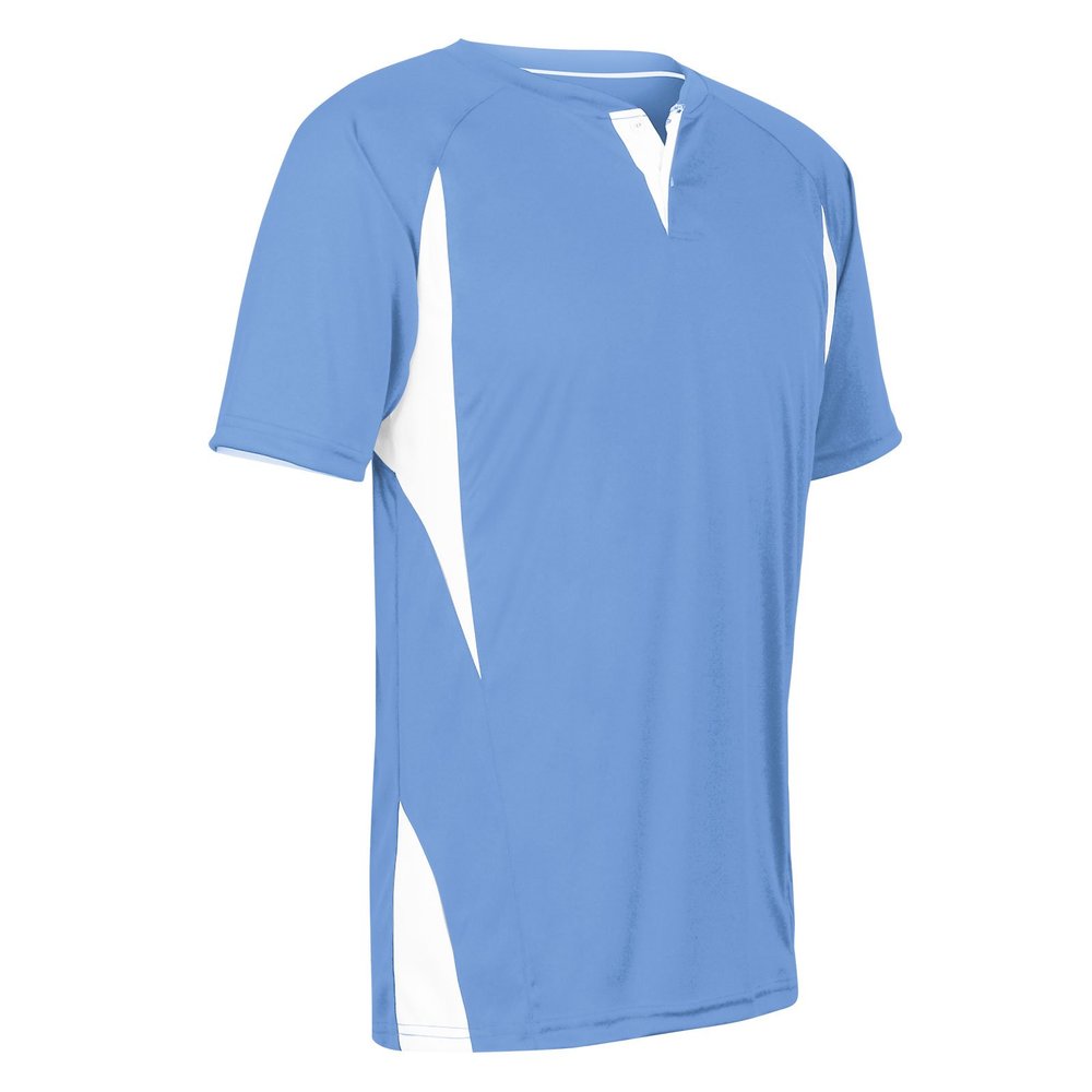 Champro Wild Card 2 Button Polyester Baseball/Softball Jersey, Adult 3X-Large, Light Blue,White