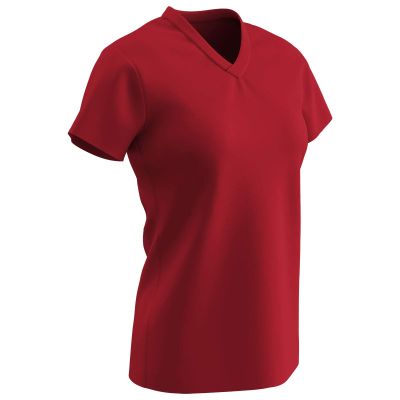 CHAMPRO Star Ladies V Neck T Shirt, Girls' Large, Scarlet