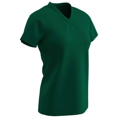 Champro Star Ladies V Neck T Shirt, Girls' Small, Forest Green