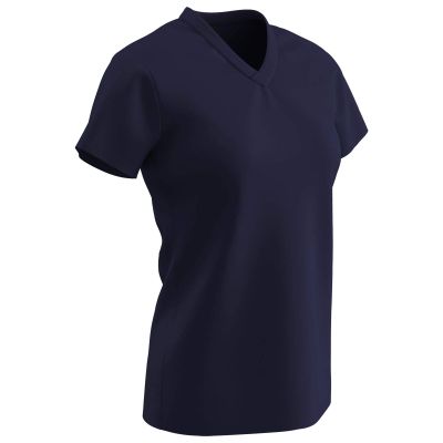 Champro Star Ladies V Neck T Shirt, Girls' Large, Navy