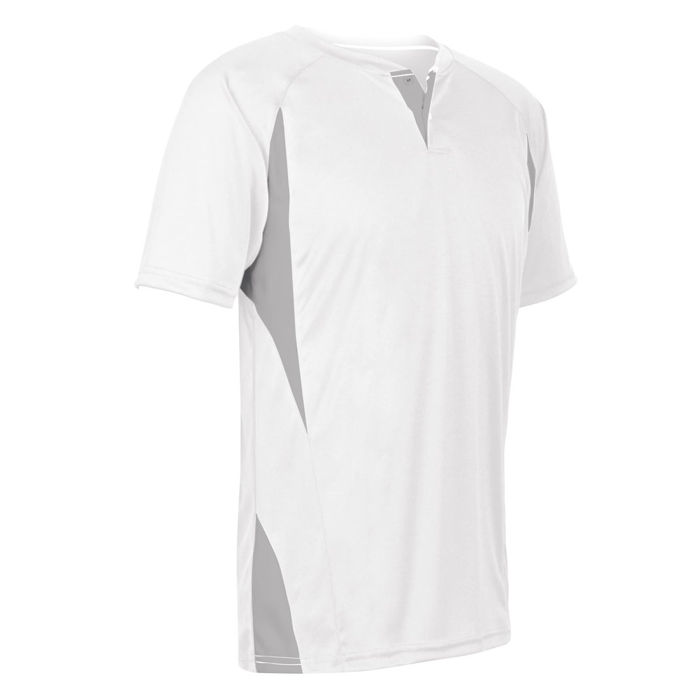 Champro Wild Card 2 Button Polyester Baseball/Softball Jersey, Youth Large, White,Grey