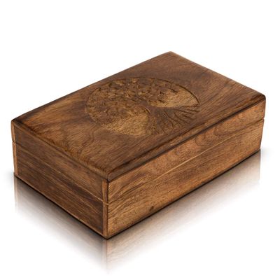 Great Birthday Gifts Handmade Decorative Wooden Jewelry Box Tree Of Life Carving Jewelry Organizer Keepsake Box Treasure Chest Trinket Holder Watch Box Storage Lock Box Housewarming Gift