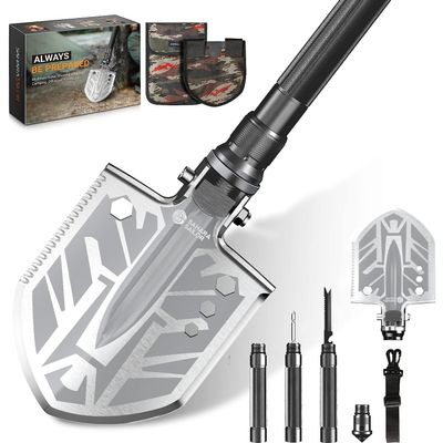 Sahara Sailor Unbreakable Tactical Shovel-180 Degree Folding Shovel-Camping Shovels - 23 in 1 Survival Gear and Equipment Multifunctional Camping Gear Survival Tools for Caping Hiking