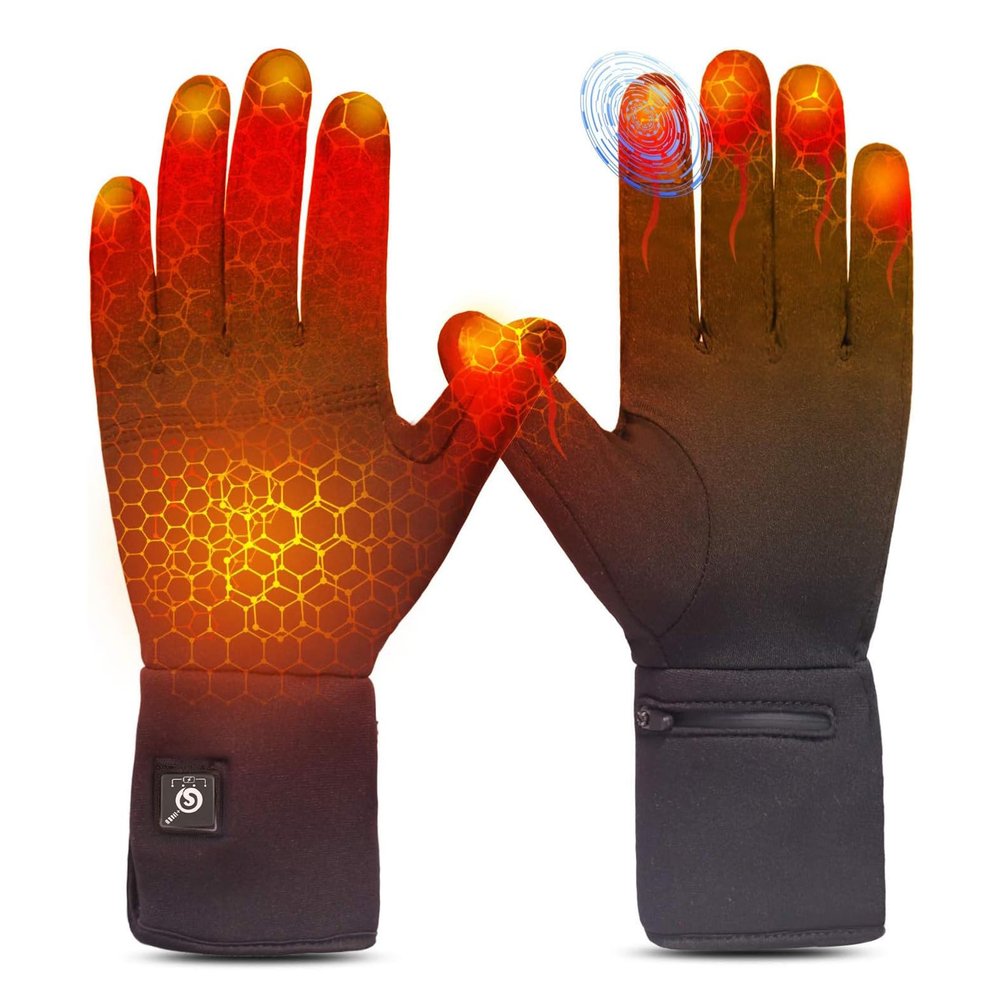 Heated Glove Liners for Men & Women, Rechargeable Thin Electric Touchscreen Gloves for Skiing, Cycling, Hiking & Typing