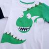 Hooyi Little Boys Dinosaur T-Shirt Paneled Long Sleeves Cotton Crewneck Top Tee Cartoon Dino Bottoming Shirt White view 4