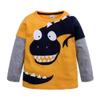 Hooyi Little Boys Dinosaur T-Shirt Paneled Long Sleeves Cotton Crewneck Top Tee Cartoon Dino Bottoming Shirt Yellow view 1