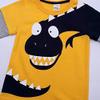Hooyi Little Boys Dinosaur T-Shirt Paneled Long Sleeves Cotton Crewneck Top Tee Cartoon Dino Bottoming Shirt Yellow view 4