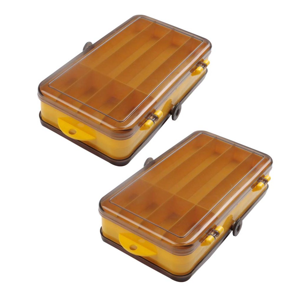 BESPORTBLE 2pcs Baits Storage Boxes Transparent Plastic Double Sided Fishing Lure Storage Box Separated Cells Cases Organizer Fishing Accessary for Outdoor