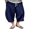 EKLENTSON Summer Pants for Men Yoga Pants Men Baggy Pants for Men Harem Capri Pants Cotton Beach Pants for Men, Navy Blue, 38 view 1