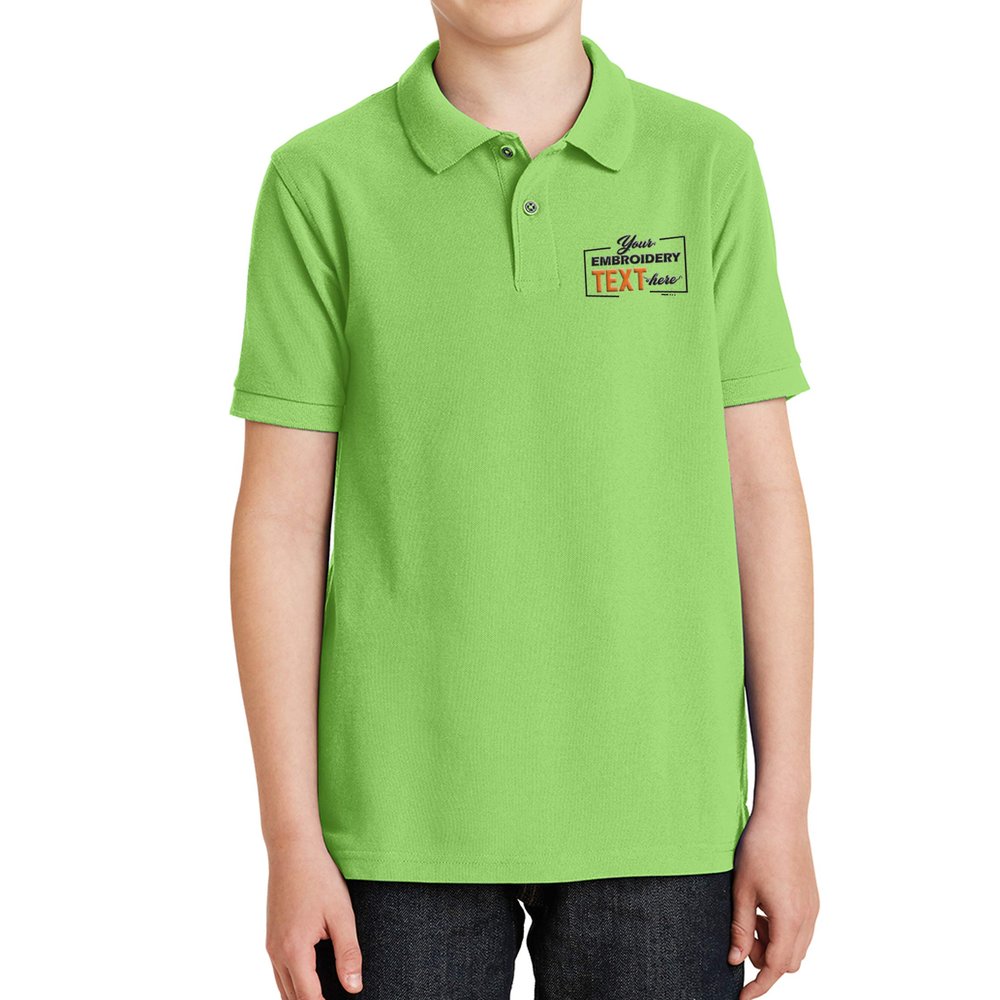 Custom Embroidered Jersey Polo Shirts for Youth Personalized Add Your Own Text Lime