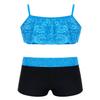 YiZYiF Big Girls' Kids 2 Piece Tankini Swimsuit Swimwear Boyshort with Camisole Bow Back Bra Top Sets Lace Ruffle Sky Blue 4 view 1