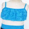 YiZYiF Big Girls' Kids 2 Piece Tankini Swimsuit Swimwear Boyshort with Camisole Bow Back Bra Top Sets Lace Ruffle Sky Blue 4 view 3