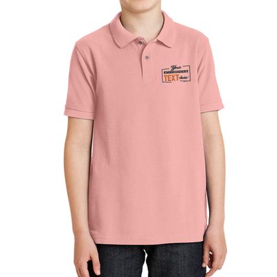 Custom Embroidered Jersey Polo Shirts for Youth Personalized Add Your Own Text Light Pink