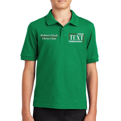 Custom Embroidered Polo Shirts for Youth Personalized Add Your Text Name Design Kelly Green