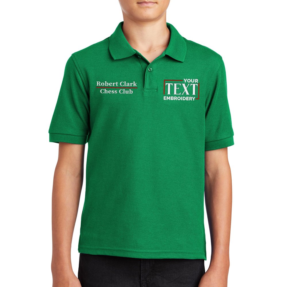 Custom Embroidered Polo Shirts for Youth Personalized Add Your Text Name Design Kelly Green