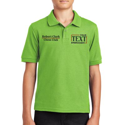 Custom Embroidered Polo Shirts for Youth Personalized Add Your Text Name Design Lime