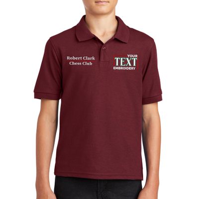Custom Embroidered Polo Shirts for Youth Personalized Add Your Text Name Design Burgundy