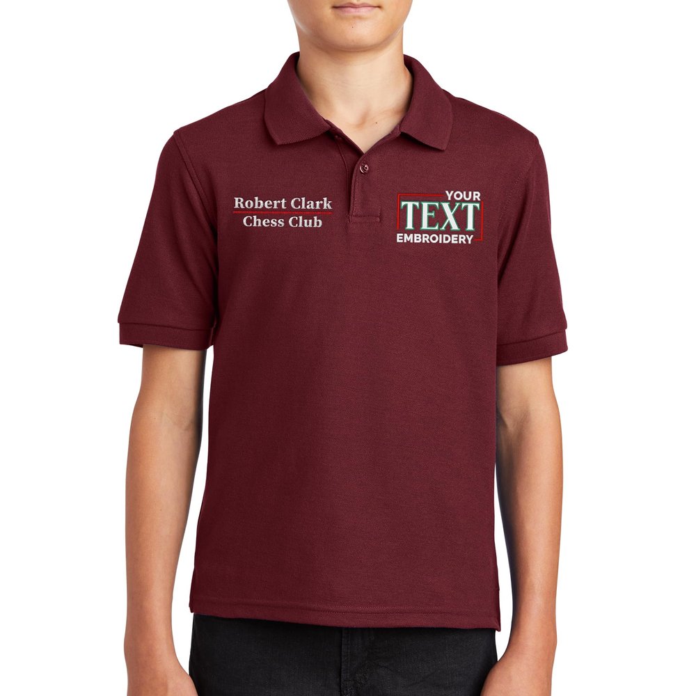 Custom Embroidered Polo Shirts for Youth Personalized Add Your Text Name Design Burgundy