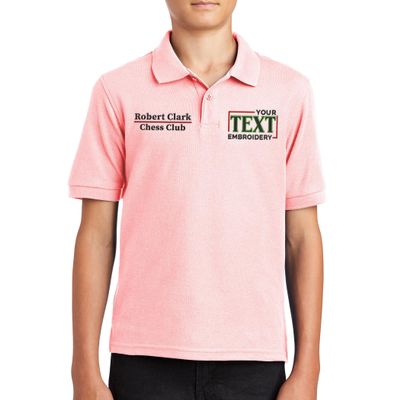 Custom Embroidered Polo Shirts for Youth Personalized Add Your Text Name Design Light Pink