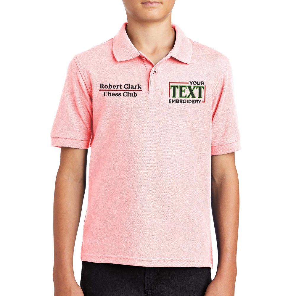 Custom Embroidered Polo Shirts for Youth Personalized Add Your Text Name Design Light Pink