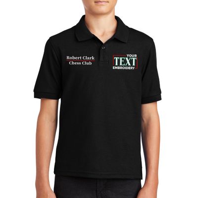 Custom Embroidered Polo Shirts for Youth Personalized Add Your Text Name Design Black