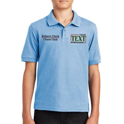Custom Embroidered Polo Shirts for Youth Personalized Add Your Text Name Design Light Blue