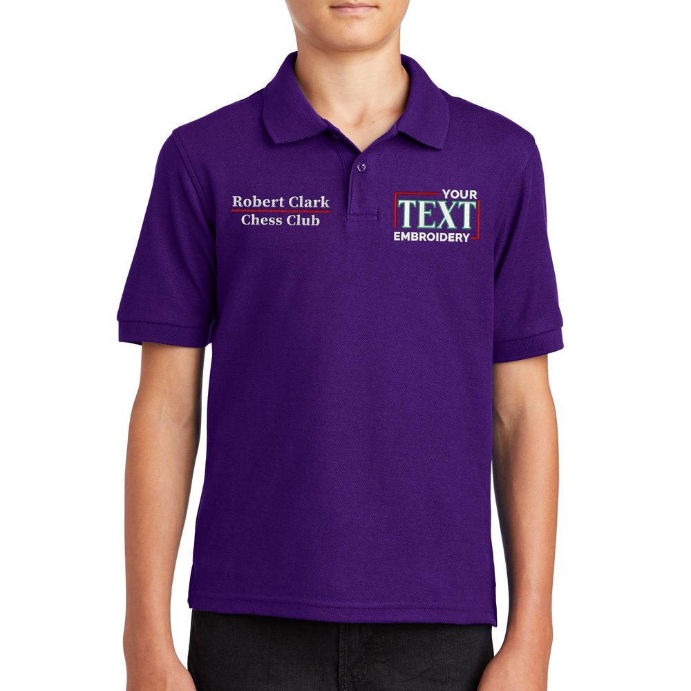 Custom Embroidered Polo Shirts for Youth Personalized Add Your Text Name Design Purple