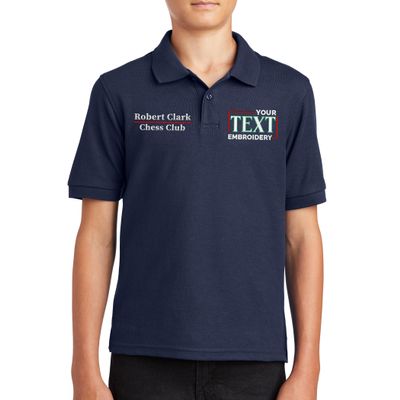 Custom Embroidered Polo Shirts for Youth Personalized Add Your Text Name Design Navy