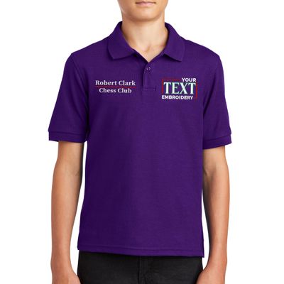 Custom Embroidered Polo Shirts for Youth Personalized Add Your Text Name Design Purple