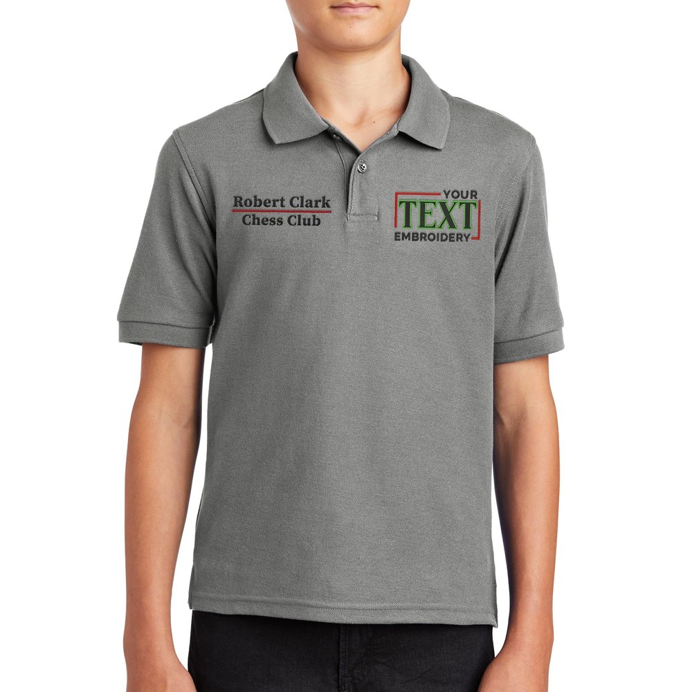 Custom Embroidered Polo Shirts for Youth Personalized Add Your Text Name Design Cool Grey