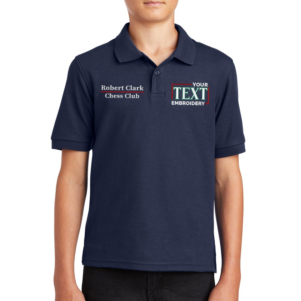 Custom Embroidered Polo Shirts for Youth Personalized Add Your Text Name Design Navy