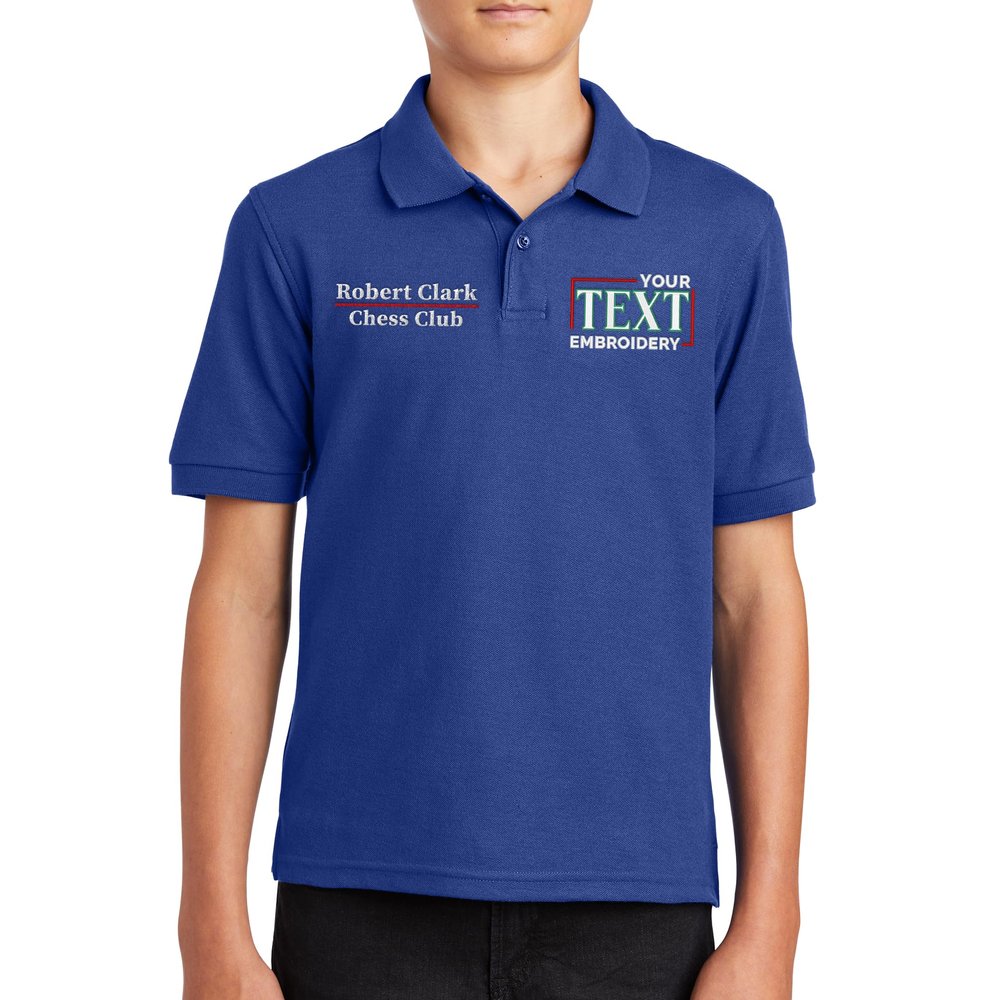 Custom Embroidered Polo Shirts for Youth Personalized Add Your Text Name Design Royal