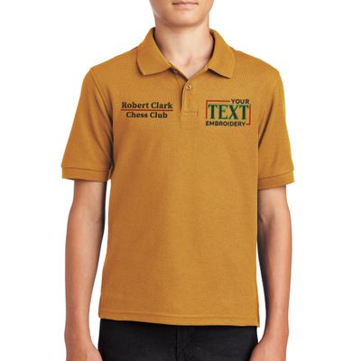Custom Embroidered Polo Shirts for Youth Personalized Add Your Text Name Design Gold