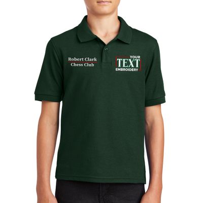 Custom Embroidered Polo Shirts for Youth Personalized Add Your Text Name Design Dark Green