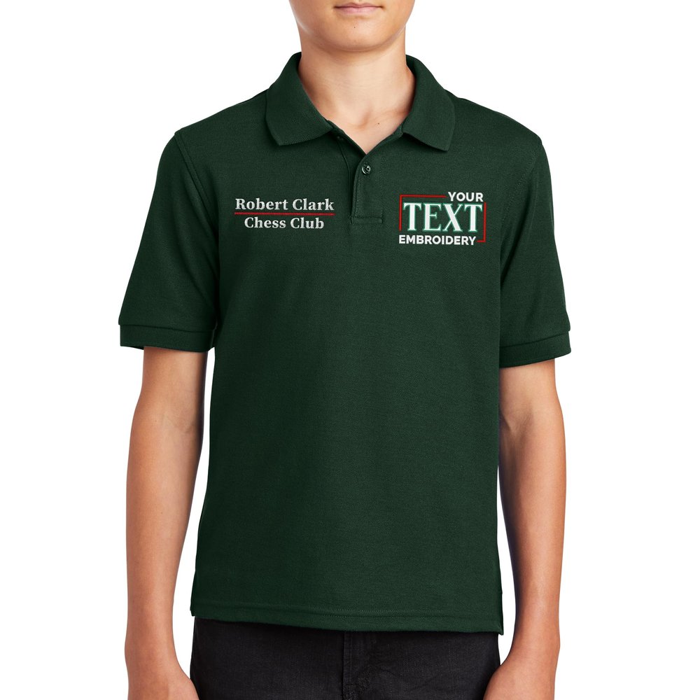 Custom Embroidered Polo Shirts for Youth Personalized Add Your Text Name Design Dark Green