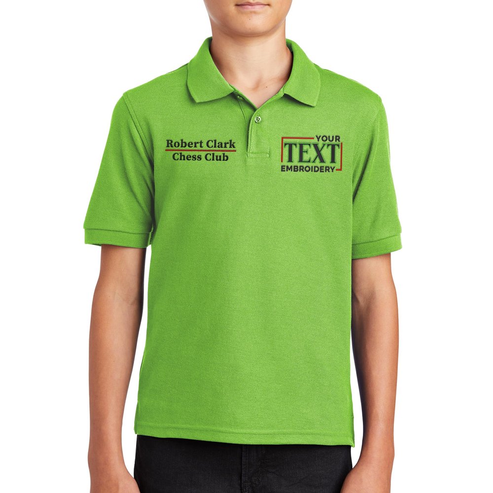 Custom Embroidered Polo Shirts for Youth Personalized Add Your Text Name Design Lime